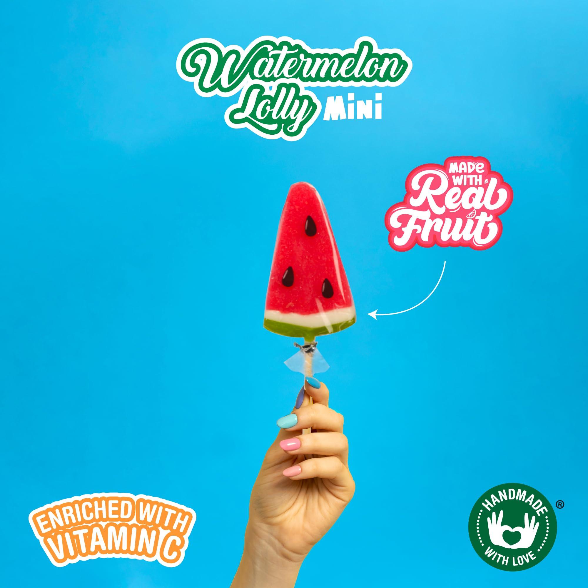 ZUBI THE FUN CANDY Zubi Candy Watermelon Lollipops | Sweet Watermelon Flavour | Enriched with Vitamin C | Gluten-Free | 80g | Pack of 12