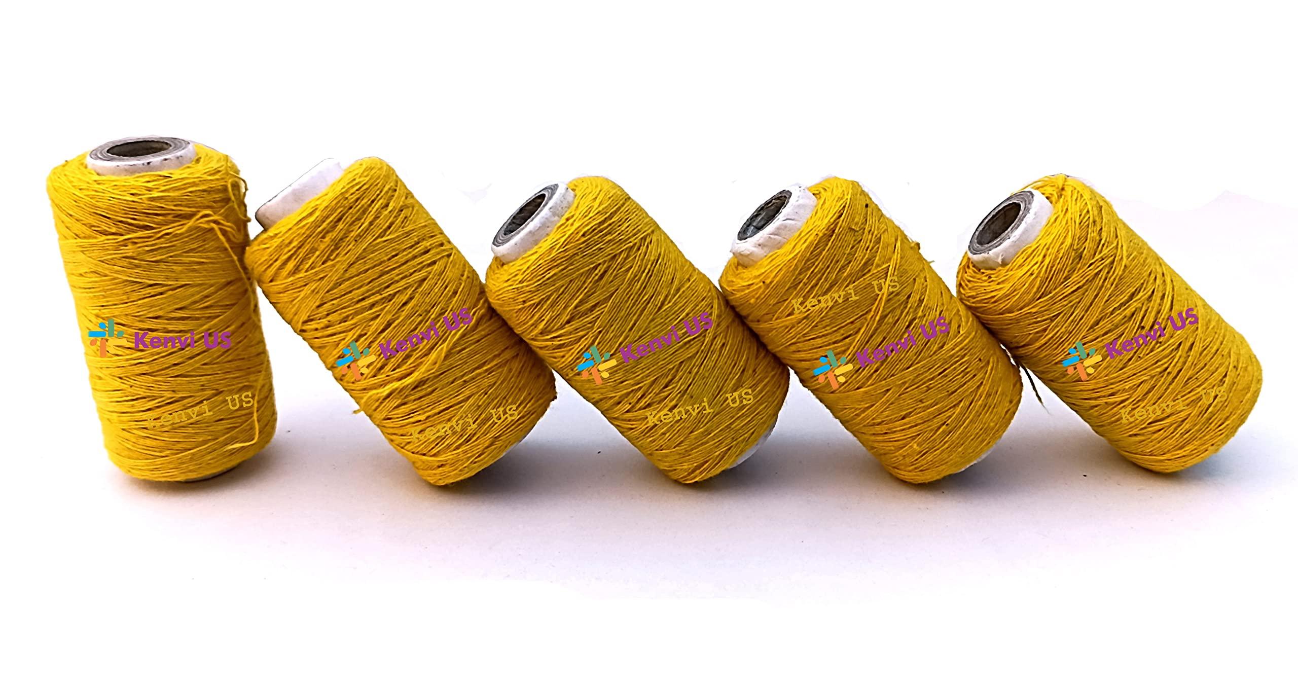 PUSHKART PUSHKART || Best Hindu Religious || Mouli Kalawa || Wrist Thread Band/Mouli Rakhi/Raksha Sutra || (Yellow Mauli Pack of 5 Pcs) || VB-02