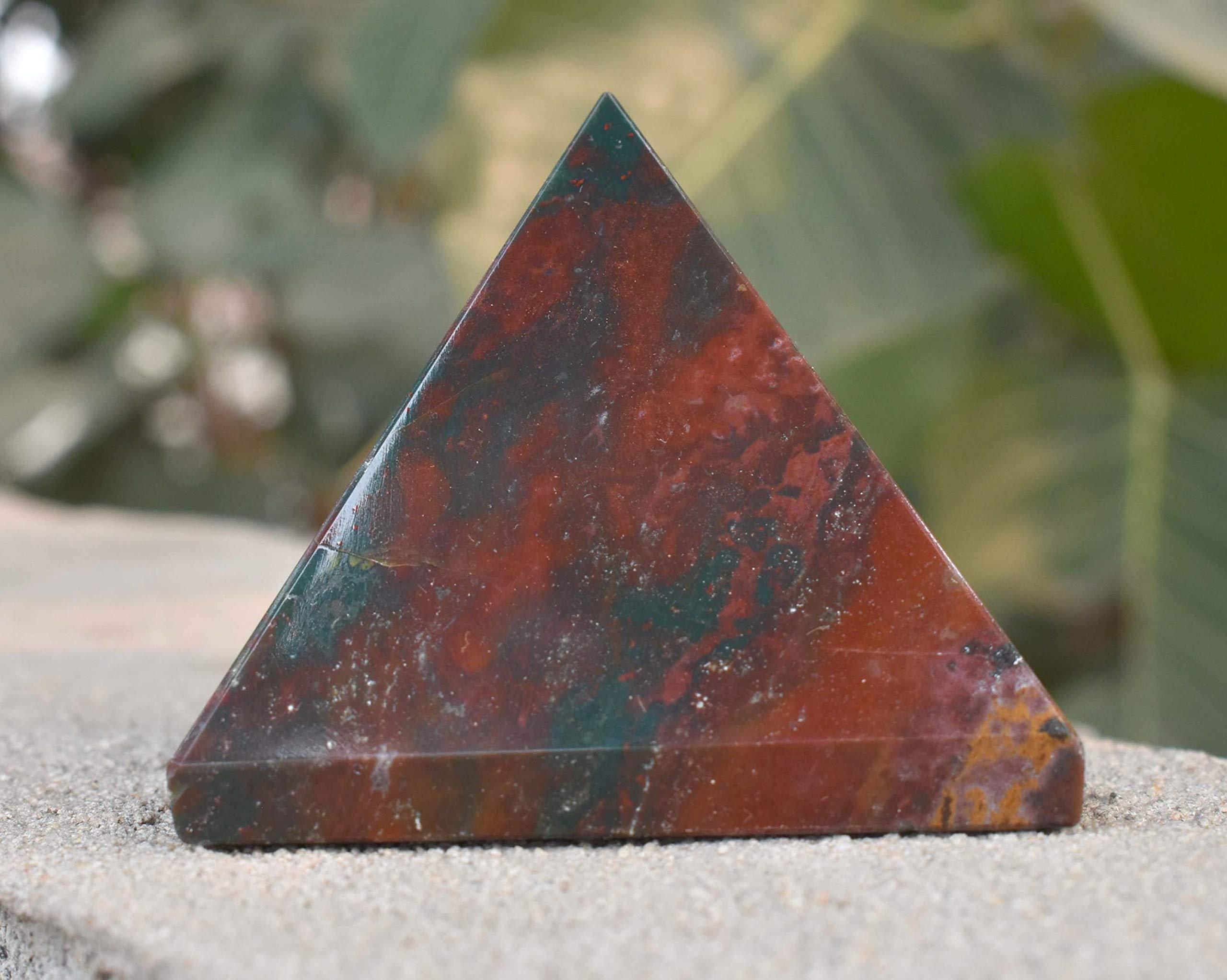 Pyramid Tatva Pyramid Tatva - Bloodstone (Heliotrope) Pyramid Energy Home Dcor Natural Vastu Healing Crystal Reiki Chakra Stone 2-2.5 inch wt - 170-220gm