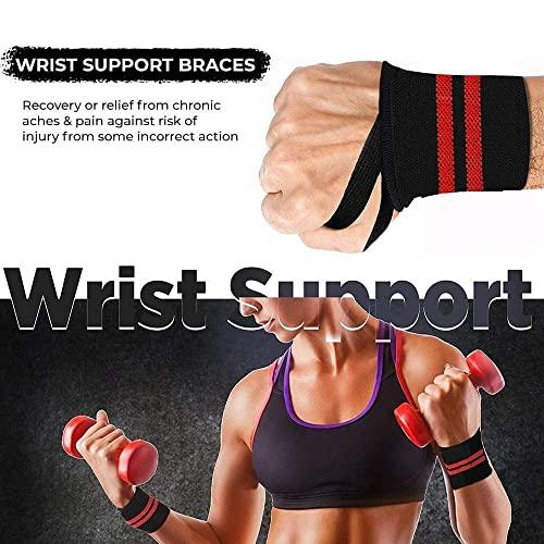 Venom Venom Wrist Wrap (1 Pair) 20 Inch Long, Wrist Supporter for Physiotherapy, Wrist Wrap, Hand Band with Adjustable Size Strap & Thumb Loop, Weight Lifting Wrap, Sports Training (Black & Grey)