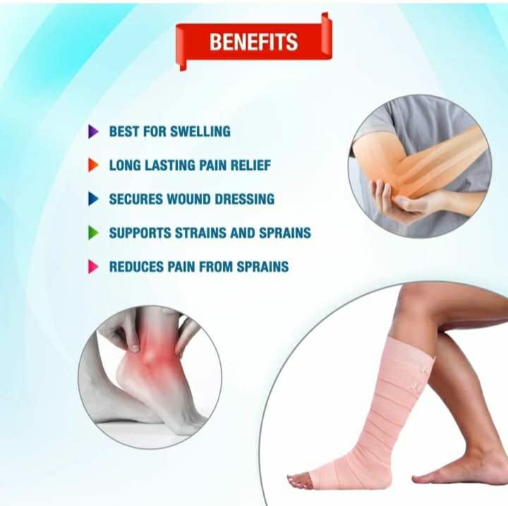 XYZ A Z COLLECTION Crepe bandage 4 INCH Chodi"Garam Patti" for Pain Relief Generic Cotton Elastic Crepe Roll for Pain Relieve Helps Relieving Joint Pain & Muscle Strain (4 INCH Chodi 4 METER PACK OF 1)