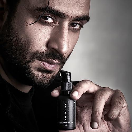 VILLAIN VILLAIN Beard Grow-Pro Oil, 30 Ml For Faster Beard Growth And Thicker Beard, Non Sticky, Best Beard Oil, Nourishes & Strengthens Uneven Patchy Beard & Moustache, Pack of 1