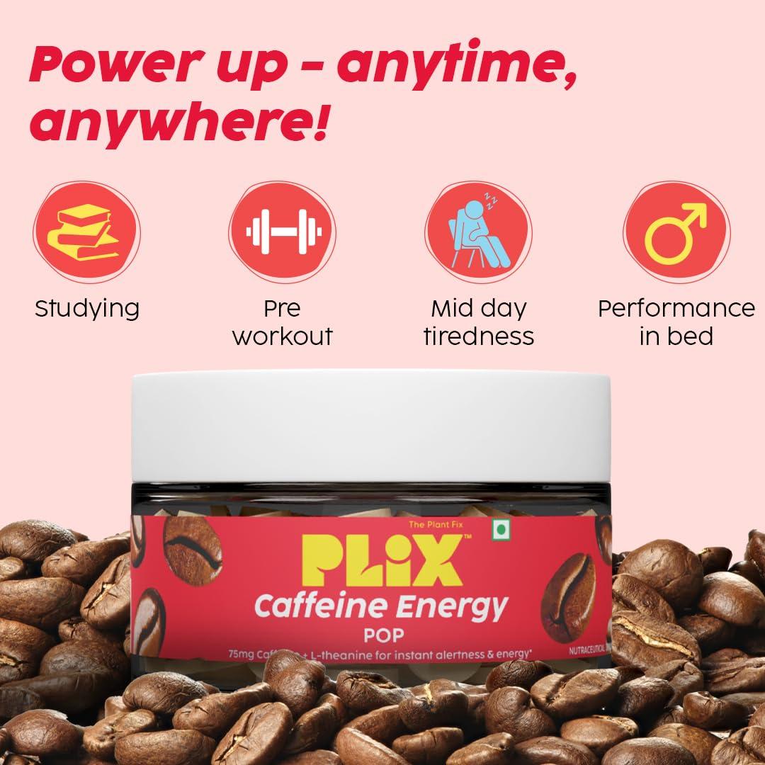 PLIX - THE PLANT FIX PLIX - THE PLANT FIX Pre Workout Caffeine Energy Oral Dissolving Tablets | Helps with Energy & Focus | With Caffeine and L-Theanine | Pack of 15 Effervescent Mints