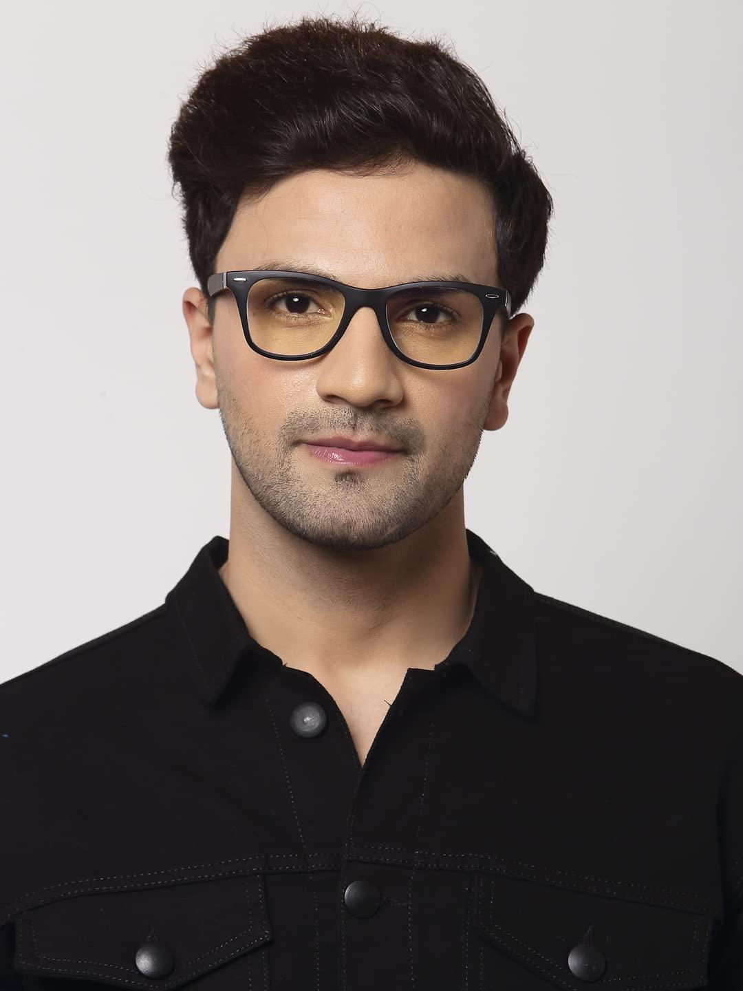 VELOCITY STUDIO Velocity Blue Ray Protection Black Oval Frame Computer Eyeglasses For Men