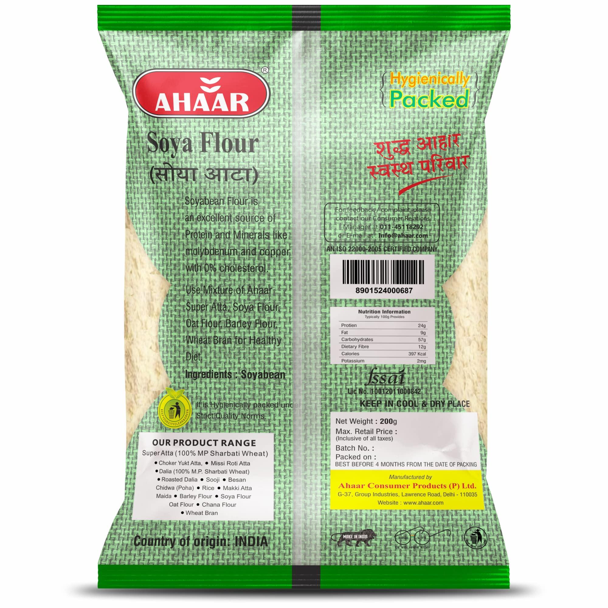 AHAAR Ahaar Healthy Soya Flour 200g | Soyabean Atta | High Protein and Dietary Fiber