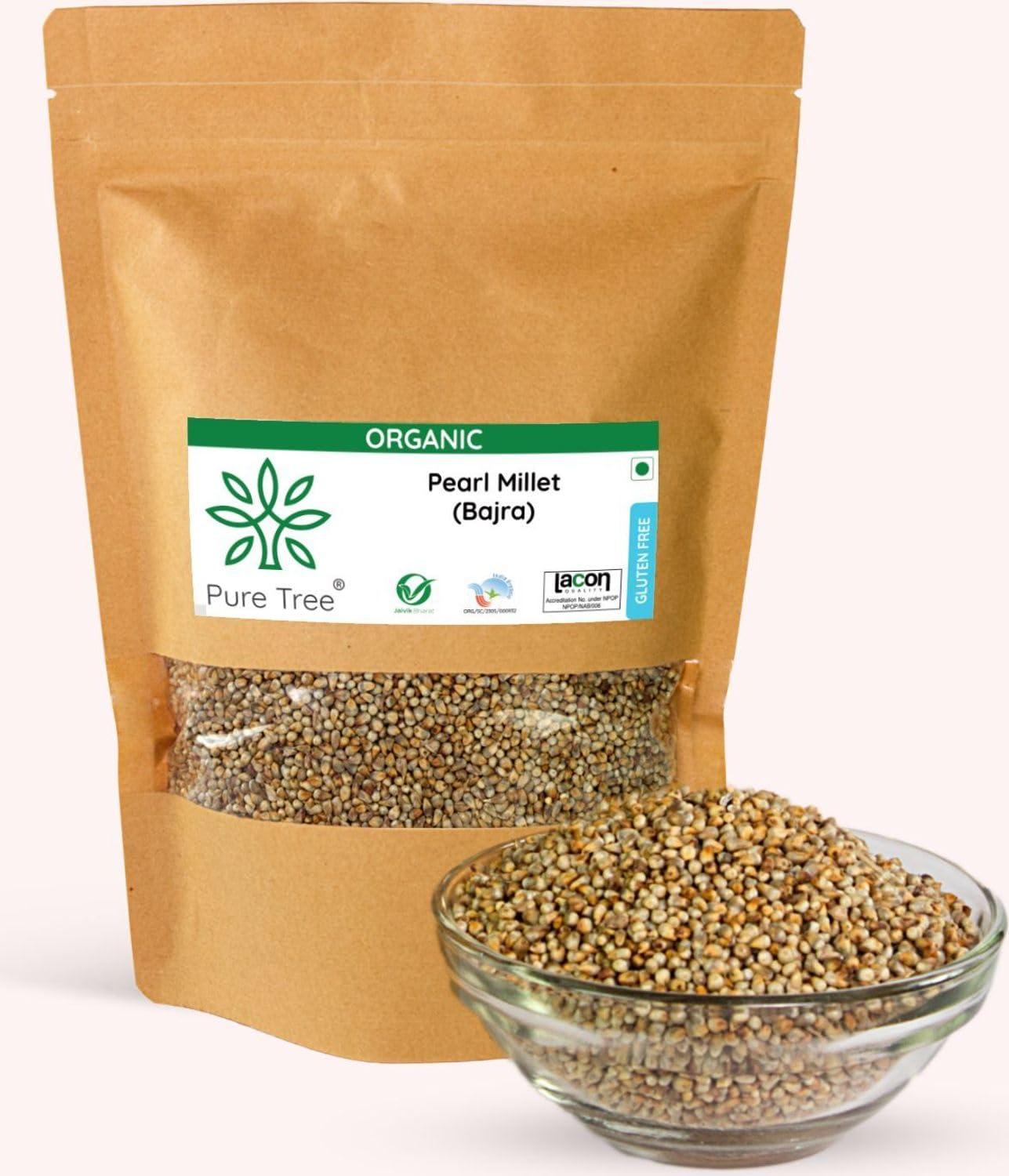 Pure Tree Pure Tree Certified Organic Bajra Millet | 900 g | Pearl Millet | Bajri/Sajje/Kambu/Pindi/Sajjalu | Gluten-Free | Rich In Antioxidants and Fiber | Millets Whole Grains