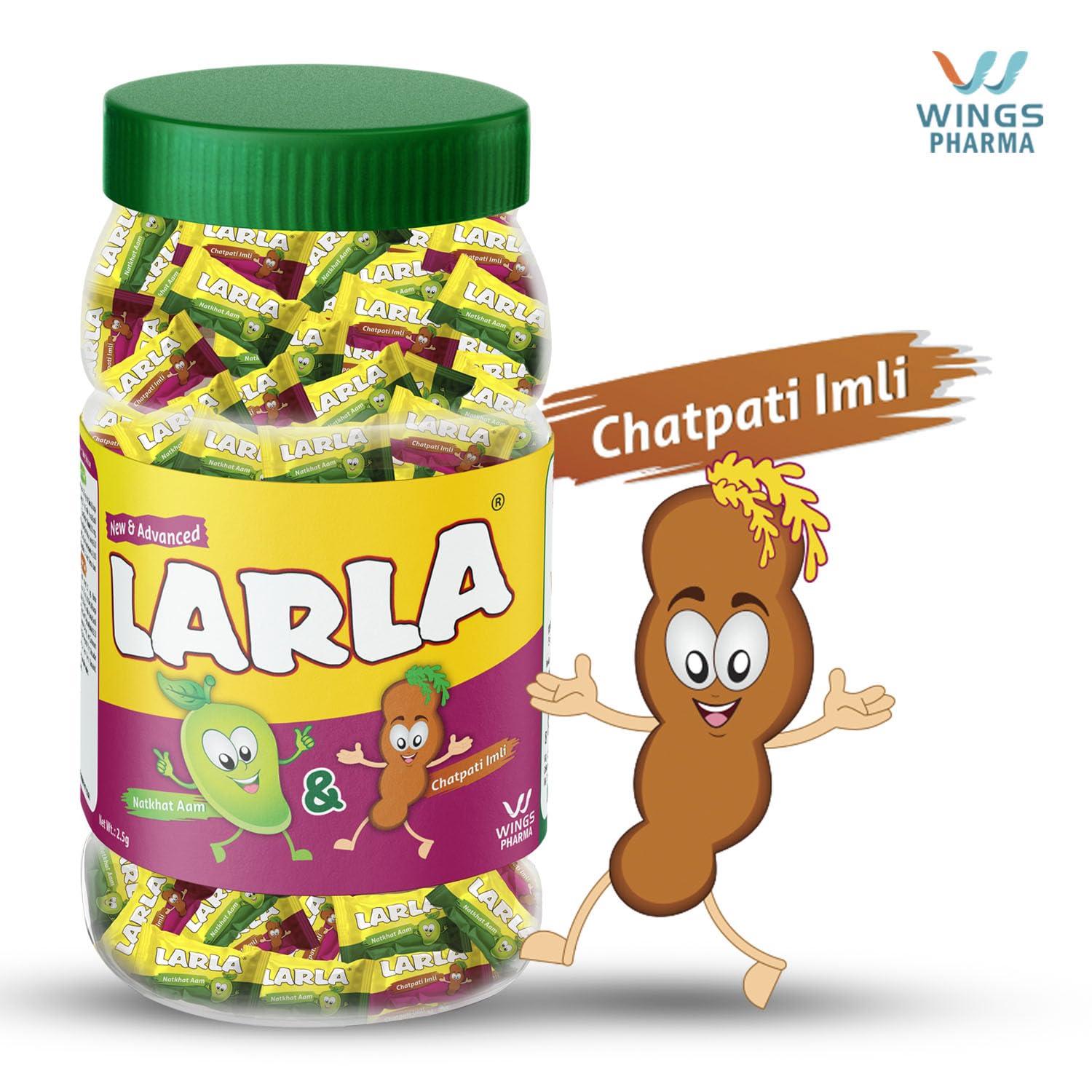 Larla Larla Natkhat Aam & Chatpati Imli Digestive Candies | Ayurvedic Digestive Goodness | Mango & Tamarind Flavour | 250 Jar Pack