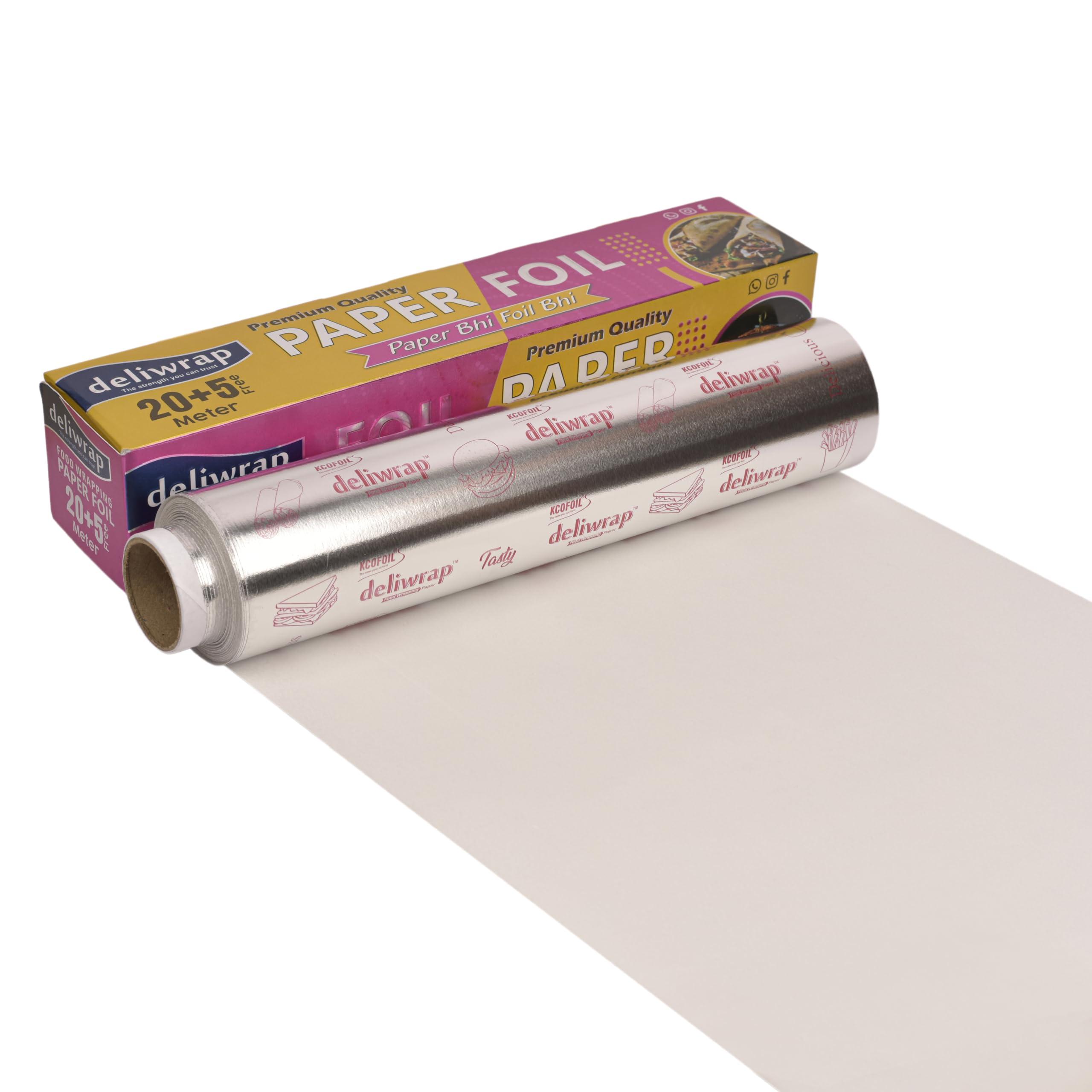 KCOFOIL KCOFOIL 25 Meters Food Wrapping Paper| ISI Certified |Chemical Free Paper for Food |Parchment Paper for Food Wrapping | Non-Stick Wrapping Paper| Foil Paper for Wrapping & Oil Absorption | Pack of 1