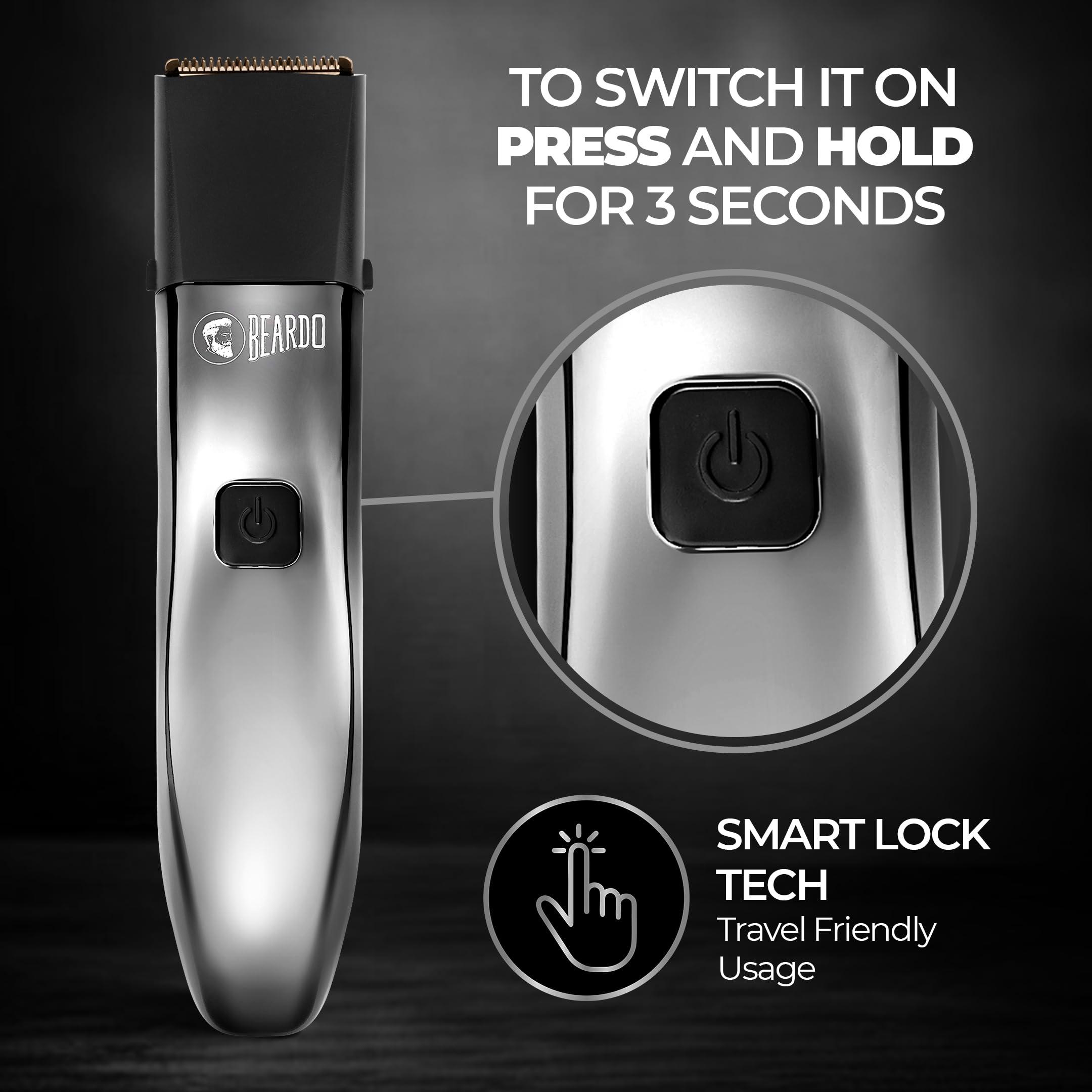 BEARDO Beardo Chrome Beast Multipurpose Full Body Groomer Trimmer Set For Men | 40 Length Settings | 8 attachments | Beard/Hair/Body/Precision/Ear/Nose Trimmer|With Dock|90 min. run time | All-in-1 trimmer | Gift For Brother | Gift For Friends