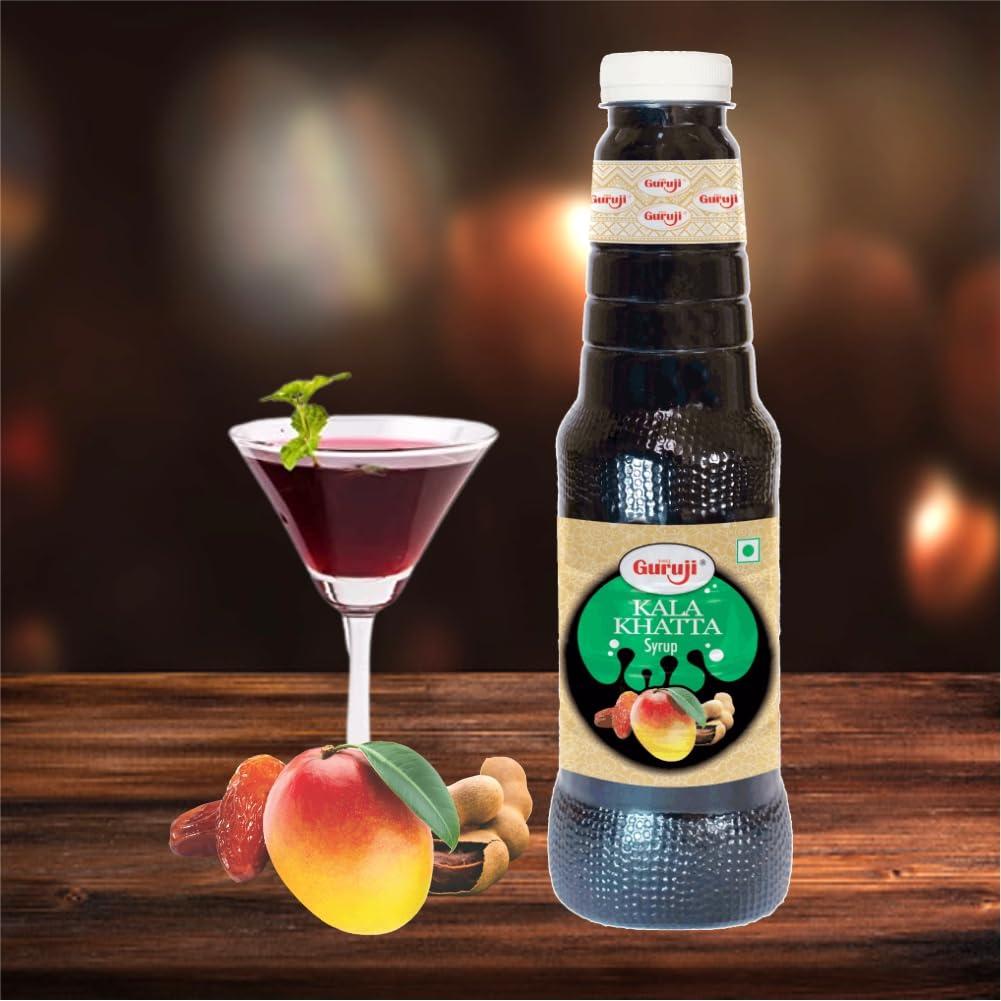 SHREE Guruji Shree Guruji Kala Khatta Milk Beverage Instant Refreshing Syrup Drink for Summer (1 Litre)