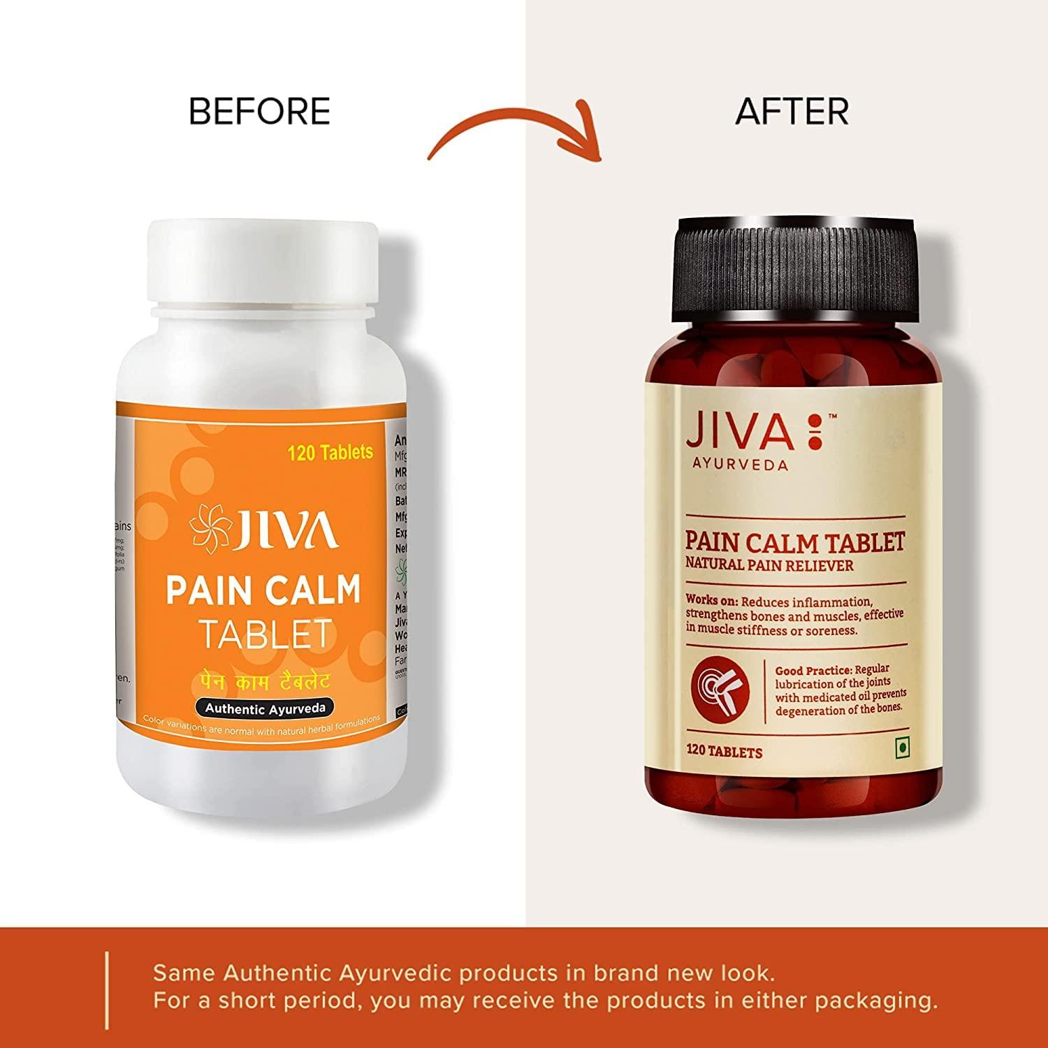 Jiva Jiva Pain Calm Tablet 500mg 360 Tablet | 100% Pure & Natural | Natural Pain Reliever | Strengthen Bones & Muscles - 120 Tablet (Pack of 3)