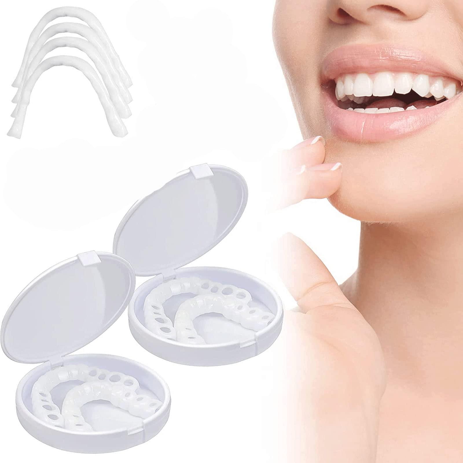 icehao Teeth Brace Cover Instant Smile Teeth Veneers Beautiful Smile Dentures Veneers Fake, Veneers Dentures Socket for Women and Men, Dental Veneers for Temporary Tooth 2pcs Repair