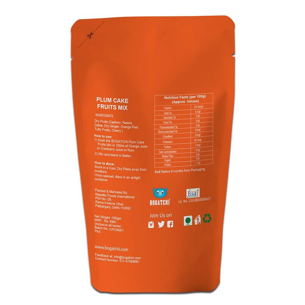 BOGATCHI BOGATCHI Premium plum cake fruits mix, Mixed fruits for plum cake, Kerala style plum cake fruit mixture, Chistmas cake fruit mix, X-mas cake mix, Xmas plum cake dry fruits mix, 180g