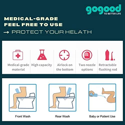 gogood GOGOOD Portable Bidet Jet Spray for Toilet - Retractable Peri Bottle, Postpartum Perineal Bum Cleaner 2 Nozzles and Travel Bag, 500ml (Pink)
