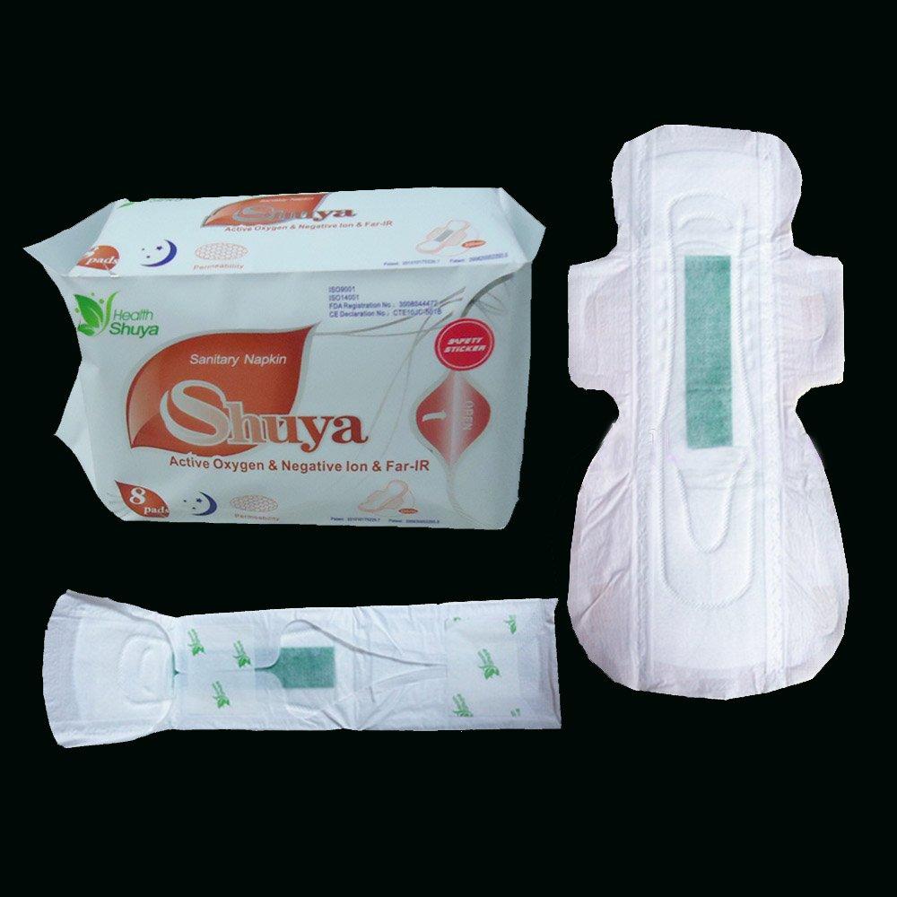 SHUYA SHUYA Super Long Overnight Maxi Pads for Woman with Wings, Patented Negative ion Strip,Super Absorbency for Heavy Flow, Scented 16CountPack of 2