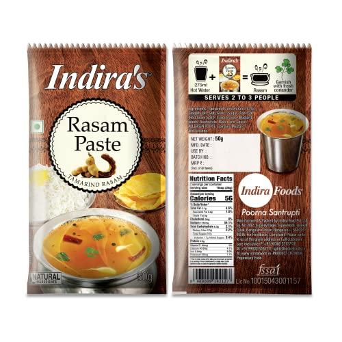 INDIRA Indira’s Instant Tamarind Rasam Paste, More Flavourful Than Rasam Powder Masala Mix, Ready to Eat Rasam, No Need for Cooking - Just Add Hot Water (50gX9)