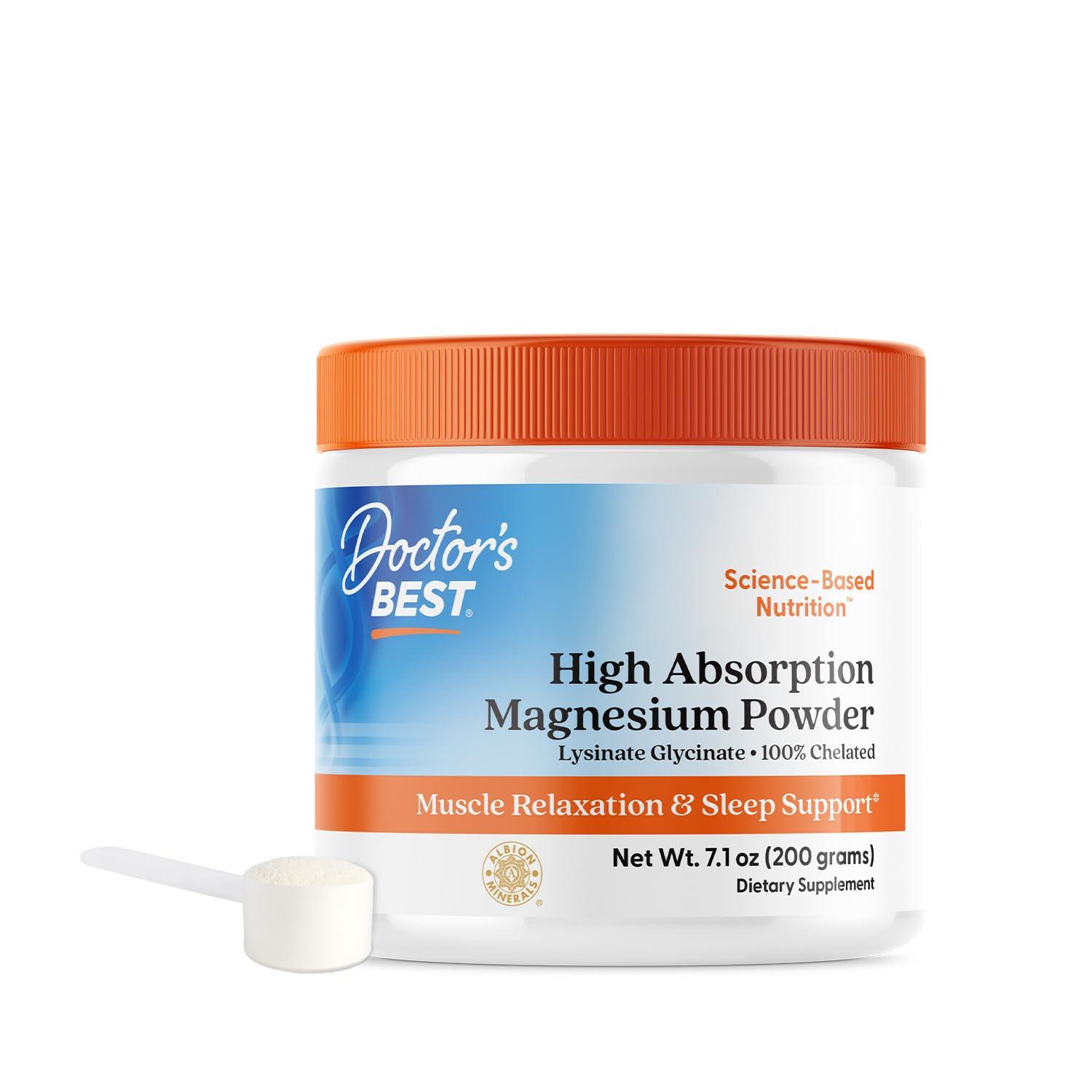 Doctor\'s BEST Doctor\'s Best High Absorption Magnesium Glycinate Lysinate, 100% Chelated, Non-GMO, Vegan, Gluten Free, Soy Free, 200 Grams