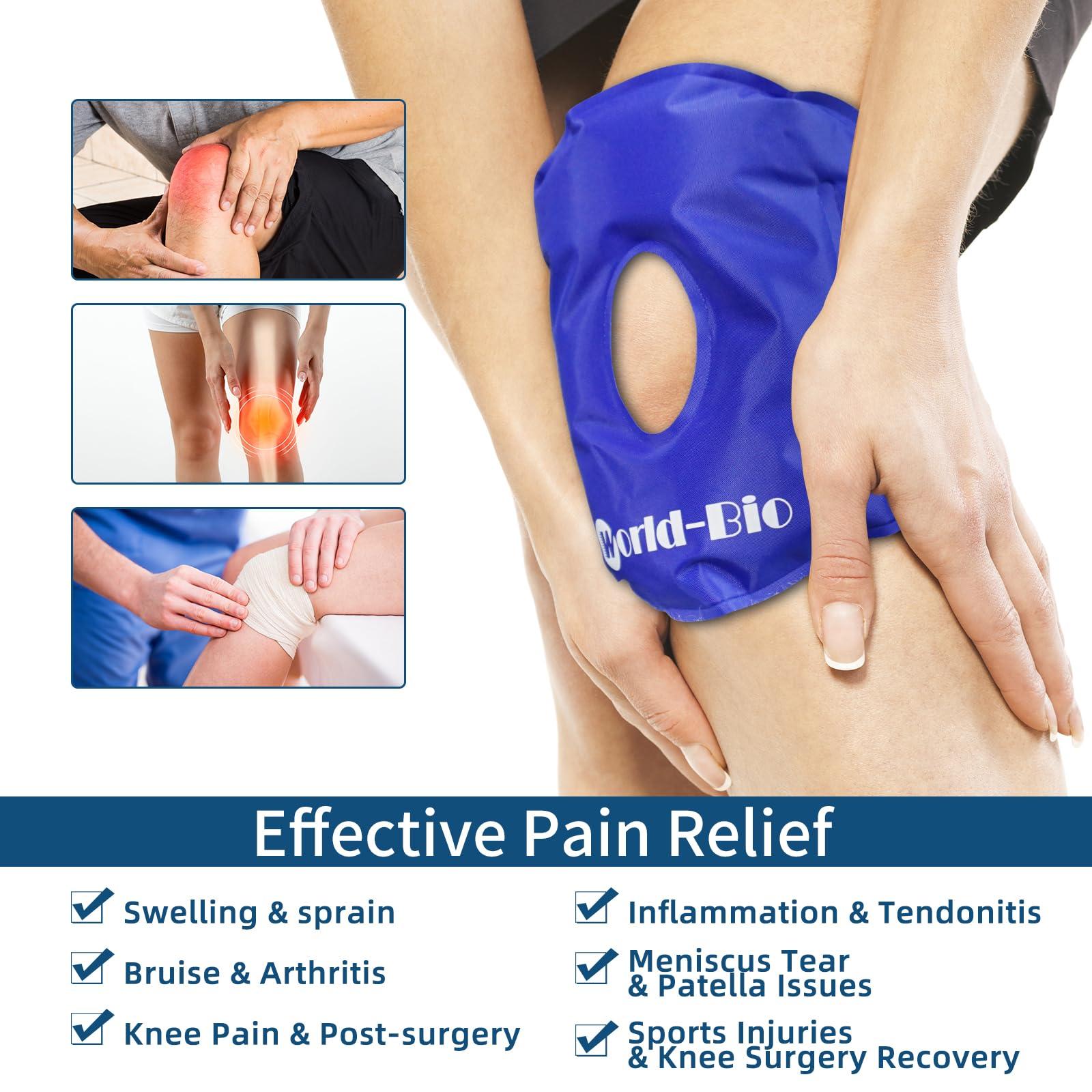 WORLD-BIO WORLD-BIO Knee Ice Pack Wrap for Injuries, Reusable Cold Compress Gel Pack Support for Knee Replacement Surgery Recovery, Bursitis Arthritis Pain Relief, Flexible and Adjustable (11.5\'\' x 7\'\')