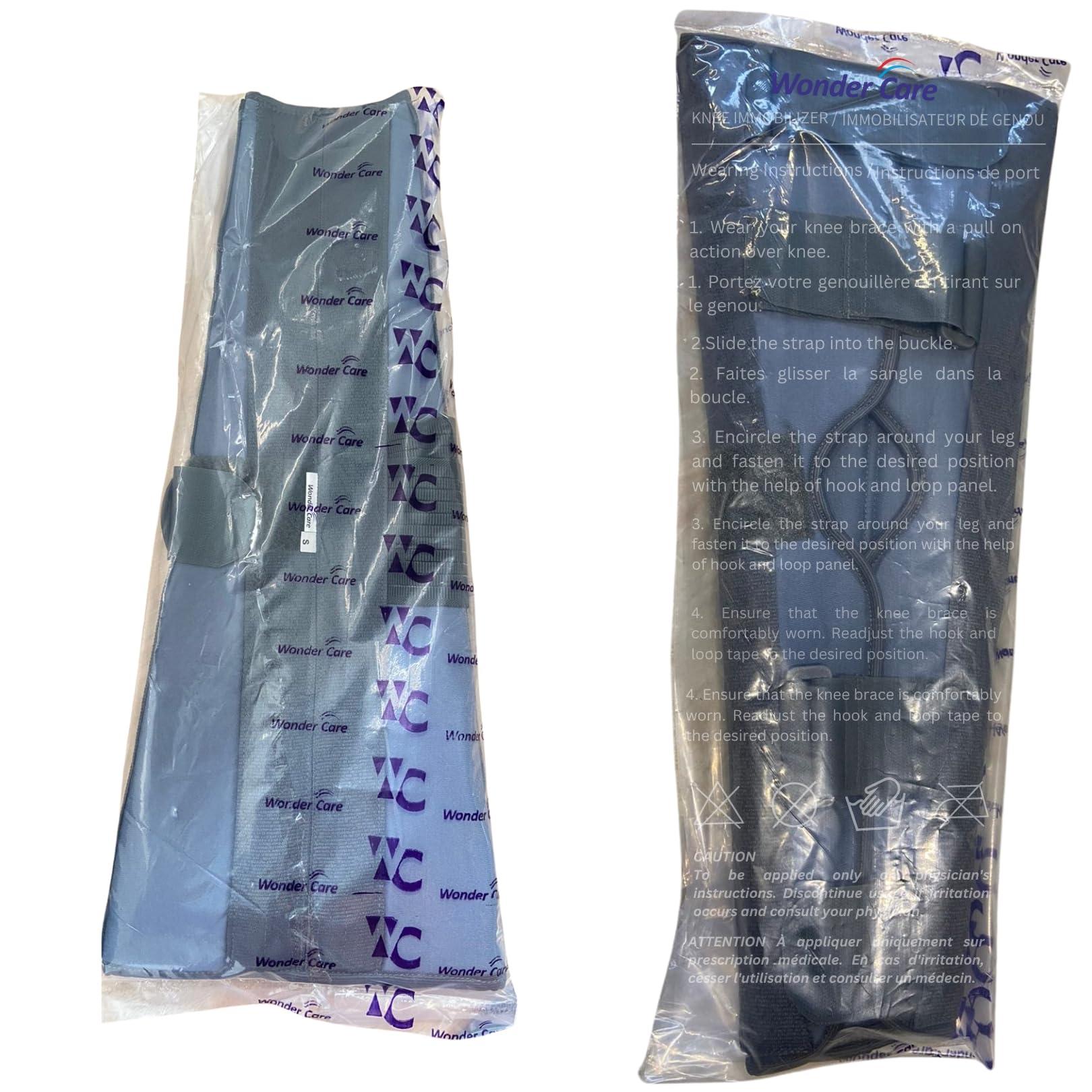 Wonder Care Wonder Care Knee Immobilizer Brace for Knee support for dislocation injuries ligament tear wraparound knee stabilizer splint for men & women (19 long) (S)