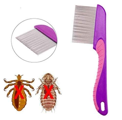 Eltihr Eltihr 3pc Combo Terminator Lice Comb, Professional Stainless Steel Louse and Nit Comb for Head Lice Treatment, Removes Nits handle lice comb with Round Hair Scalp Massager Shampoo Hair Brush, Super Soft Bristles, Exfoliating, Anti-Dandruff