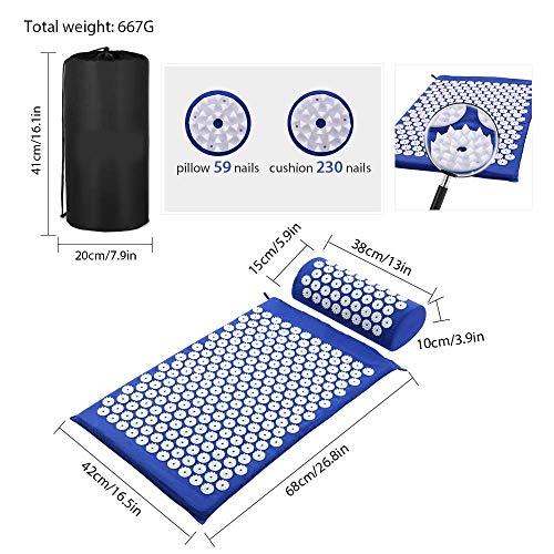 EBOFAB EBOFAB Full Body Massage Mat, Acupuncture Mat And Acupuncture Pillow, Magnetic Spikes Pressure Point Therapy For Naturally Relax Back, Neck and Feet Muscles - Stress and Pain Relief