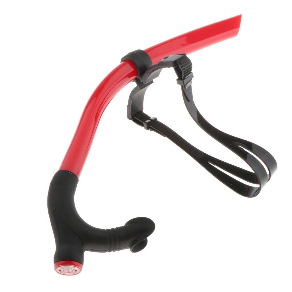 UJEAVETTE UJEAVETTE Swimming Center Snorkel Silicone Breathing Tube Adjustable Head Strap Red