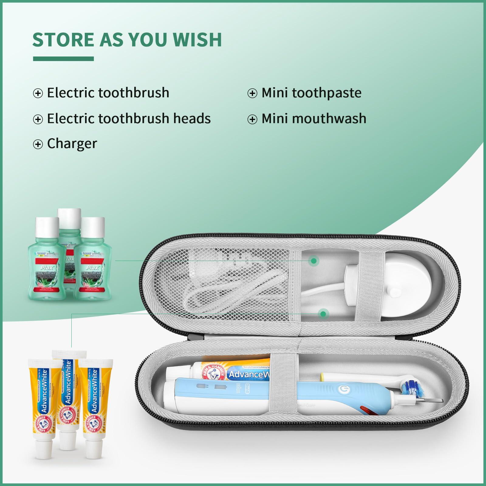 Fromsky Yinke Electric Toothbrush Travel Case for Philips Sonicare & Braun Oral-B/Oral B Pro with Accessories Storage, Protective Hard Cover Portable Storage Bag (Black)