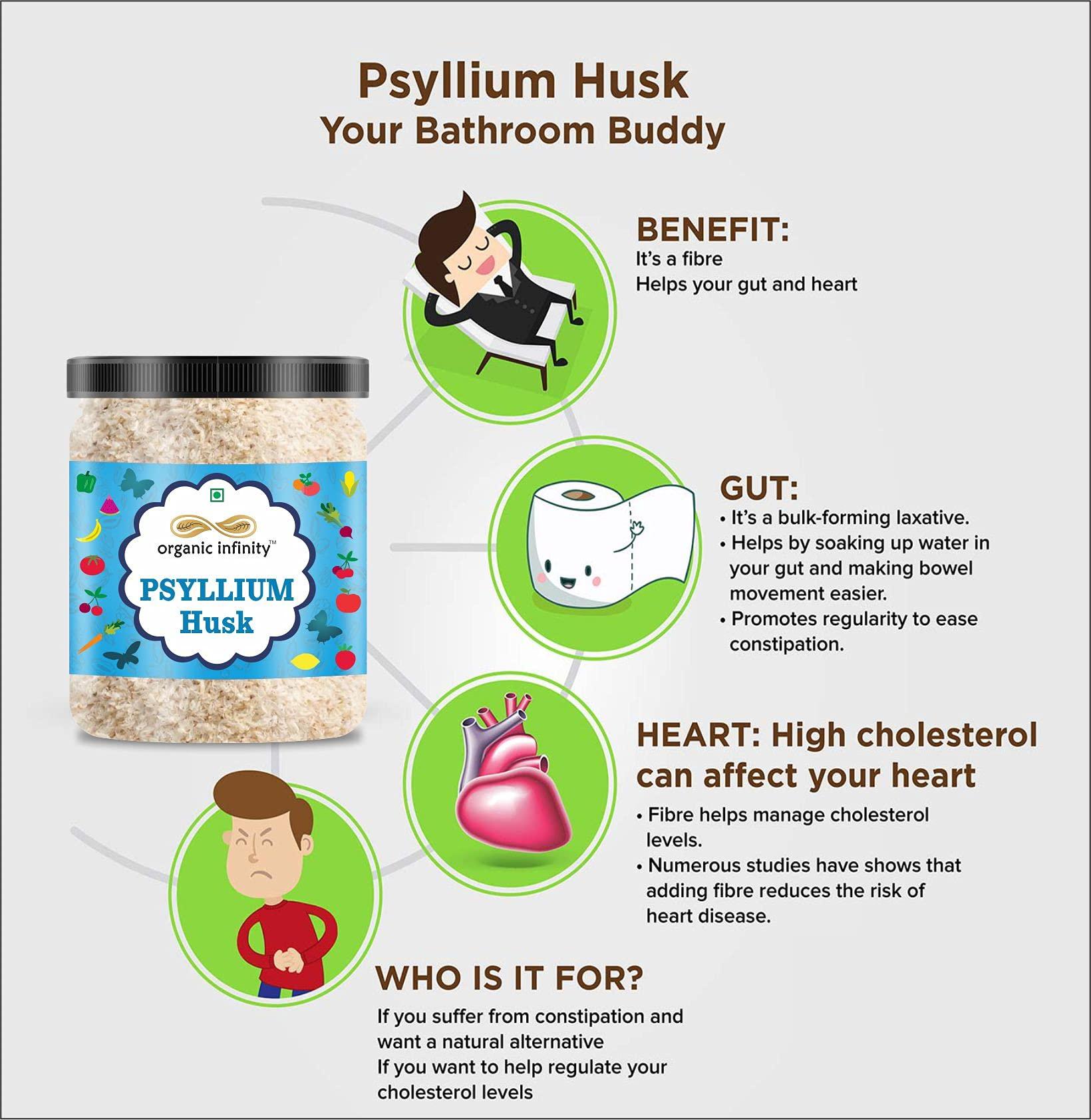organic infinity Organic Infinity Psyllium Husk Powder / Isabgol Husk Powder - 100 Mesh ( sat-Isabgol Atta ) Fibre Support - 500 GM by Organic Infinity