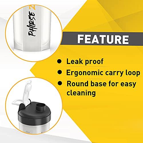 MuscleBlaze MuscleBlaze Phirse Zidd Kar, Plastic Shaker Bottle, 100% Leakproof, BPA-Free Blender Bottle, Ideal for Whey Protein, Preworkout, and BCAA Shakes (White, 650 ml, Pack of 1)