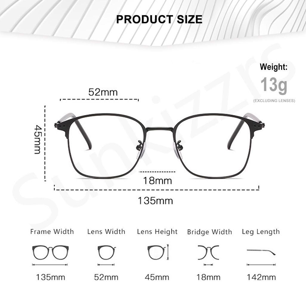 Sunkizzrs Sunkizzrs Blue Light Filter Reading Glasses Myopia Glasses Presbyopic Glasses Sunglasses Anti Glare UV & Blue Ray Light Filter Photochromic Lens (For -3.00 to +3.00 Power) (Black, -1.00)