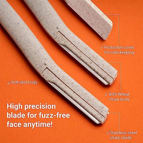 SOTRUE Sotrue Face Razor for Women Reusable - 3 Razors | 80% Wheat Straw, Painless Facial Hair Removal | For Eyebrows, Upper Lip, Forehead, Peach Fuzz, Chin and Sideburns | Eco-Friendly Dermaplaning Tool