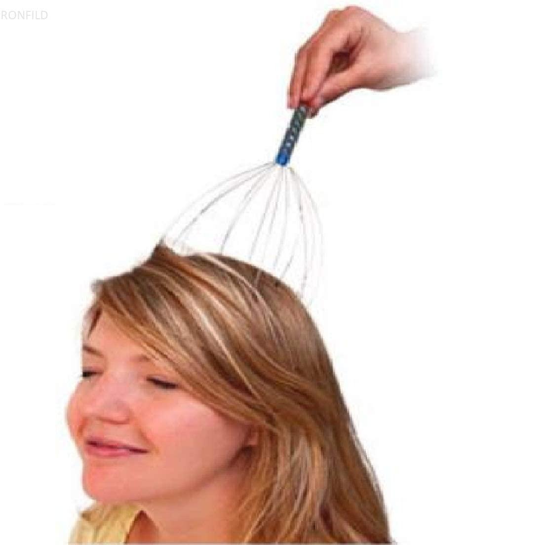 RONFILD RONFILD Manual Head Scalp Massage's Claws ,Wooden Handles,12 Steel Wire Head Massager (Pack -1), Home Massage Relax - Massage The Acupuncture Points on The Head or Body