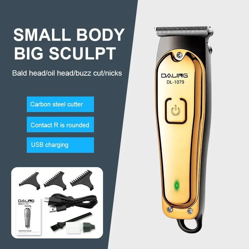 DALING DALING Professional Rechargeable Electric Hair Trimmer for Men with Carbon Steel Cutter - (Gold)