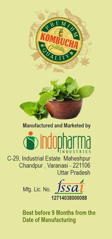 Indopharma Industries Indopharma Industries Refreshing Kombucha Green Tea, for Holistic Wellness, Inner Balance, and Vitality, Natural detoxifying, Gut Friendly Kombucha Drink (Tulsi, Pack of 1)