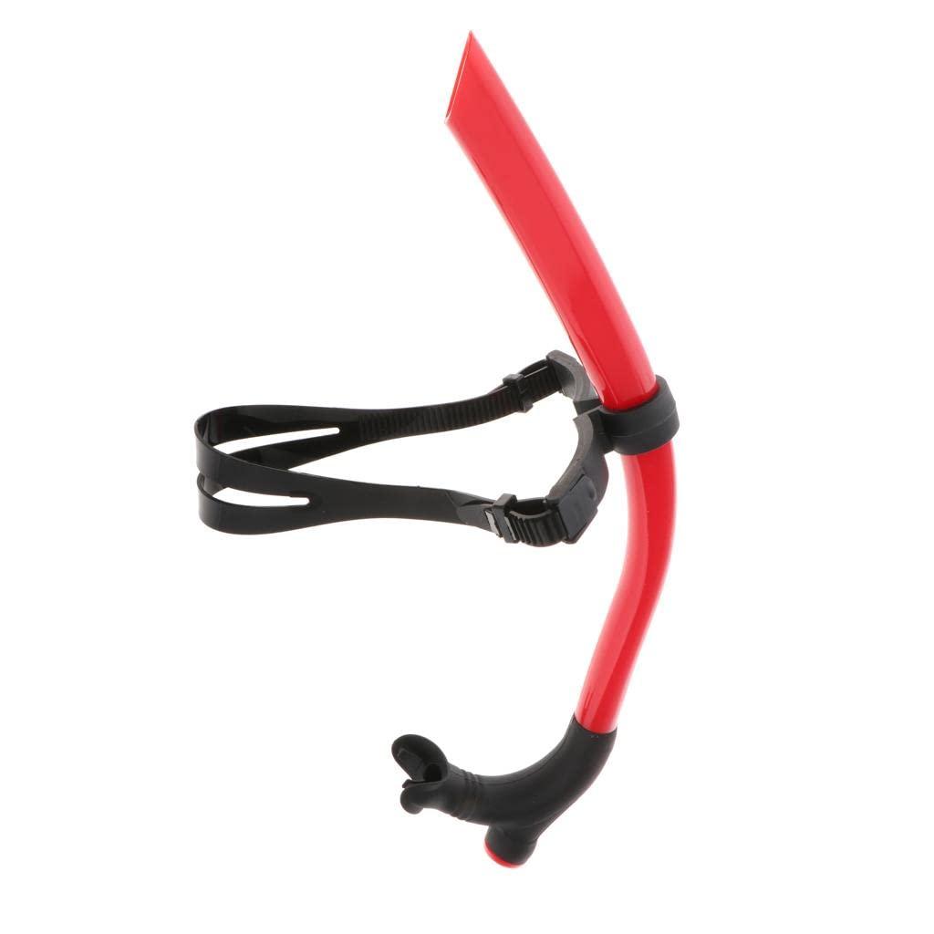 UJEAVETTE UJEAVETTE Swimming Center Snorkel Silicone Breathing Tube Adjustable Head Strap Red