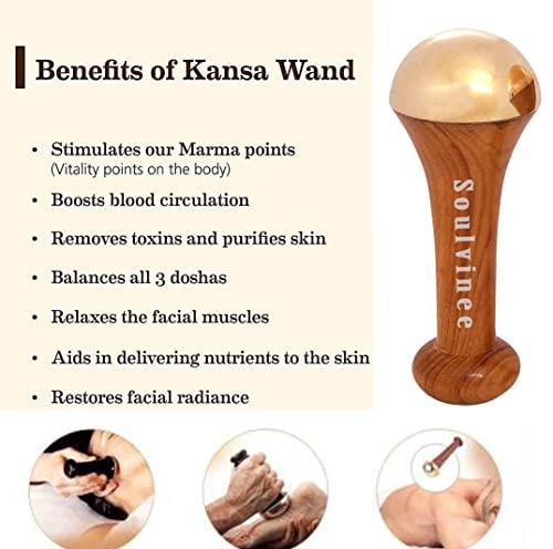 GoodsHealthShop GoodsHealthShop kansa wand face (Medium) With KumKumadi Oil BRONZE SIZE - 7.5 CM/bronze Foot Massager With Wooden Handle For Detoxification And Deep Relaxation (7.5, Natural)