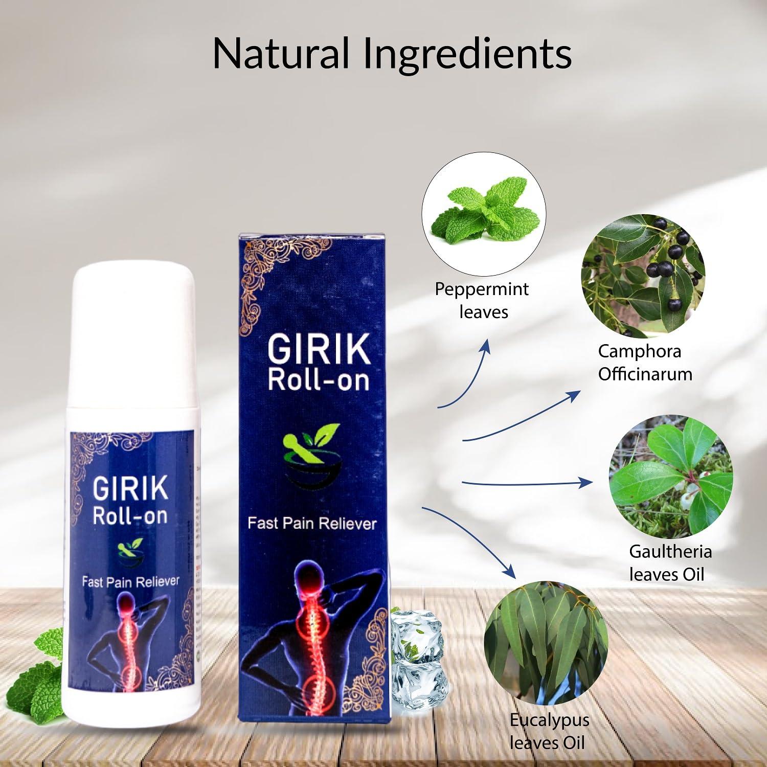 SANDY LIFESCIENCES PVT LTD Girik Roll On Fast Pain Reliever Reduce Joint & Muscle Pain Relief, Back, Knee, Shoulder, Ideal For All Joints Pain.