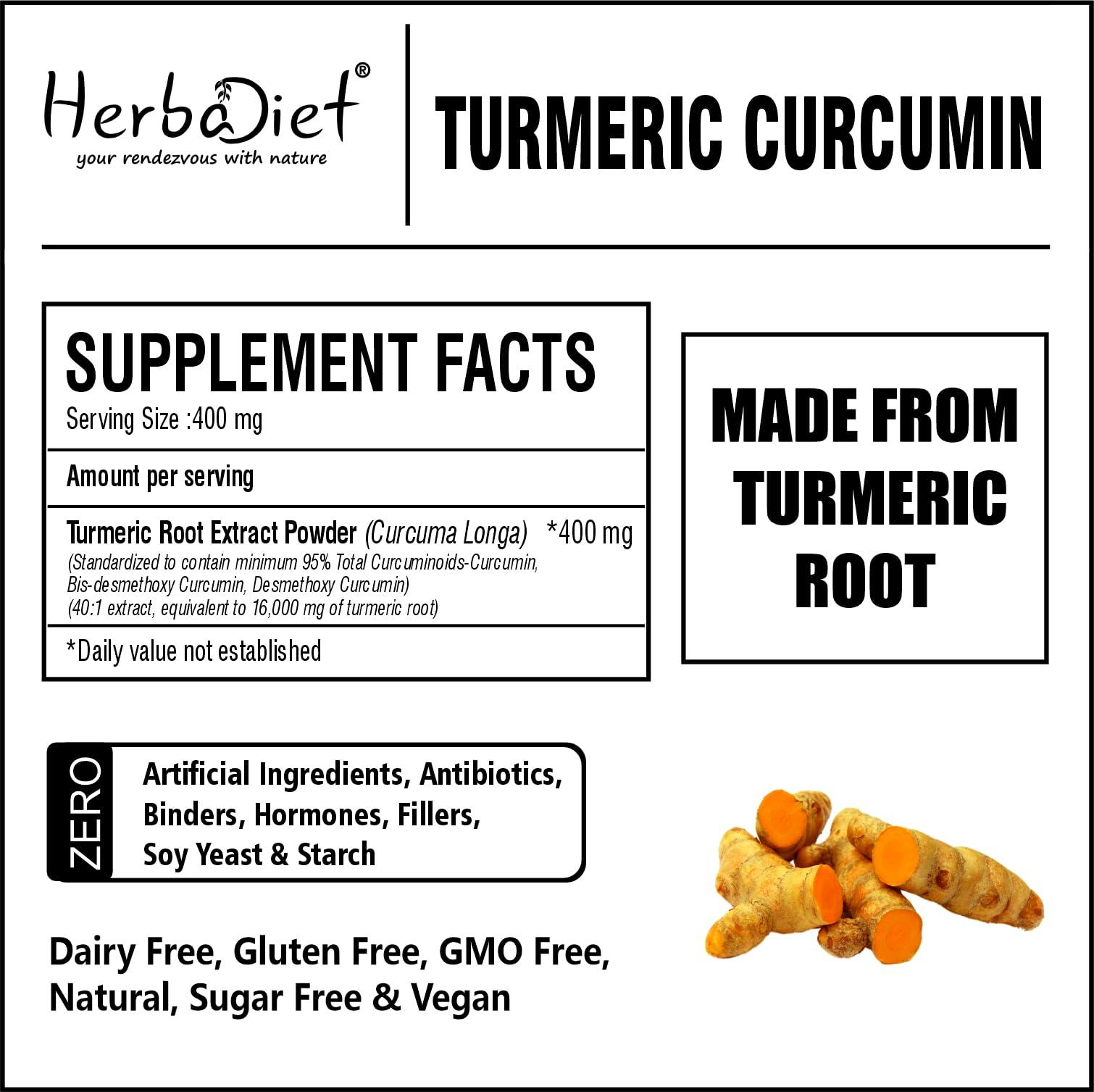 Herbadiet Herbadiet Turmeric Curcumin 95% Curcuminoids|50 Gram|Pure Turmeric Root Extract Powder|Tumeric Curcuma Longa,Rich In Antioxidants
