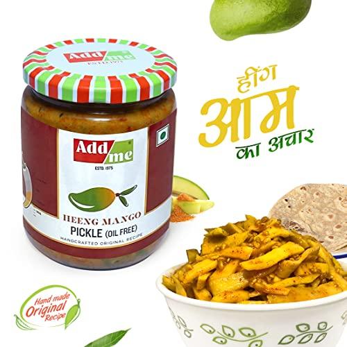 Add me Add me Hing achar Mango Pickle 1Kg Without Oil. heeng aam ka Pickles 2 x 500gm Glass Pack