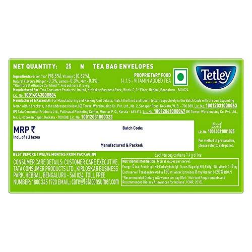 Tetley Tetley Green Tea Bags, Ginger Mint Lemon (50 Tea Bags), 75 grams, Pack of 1