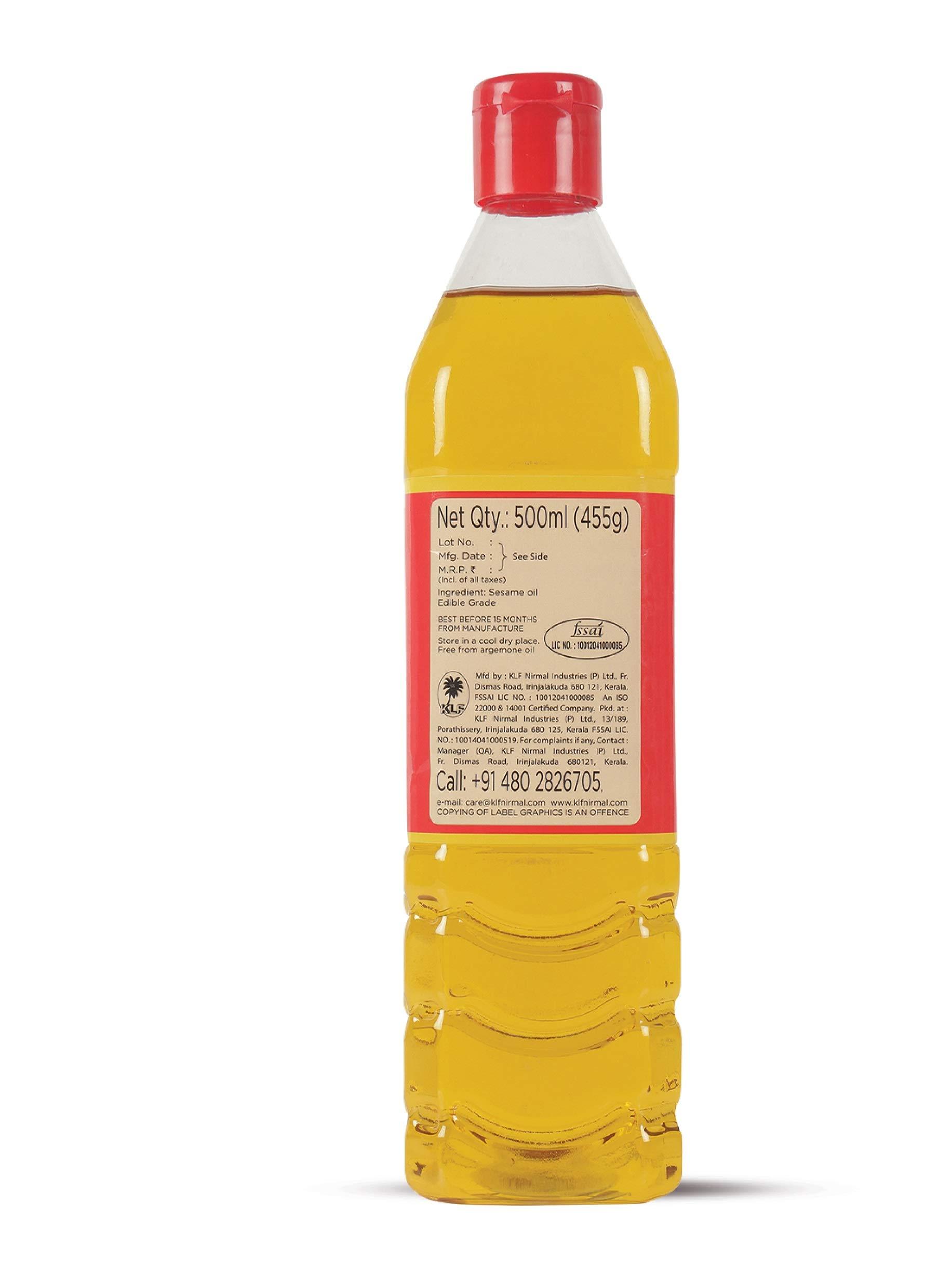KLF tilnad KLF Tilnad Gingelly/Sesame Oil, 500 ml (Pack of 3)