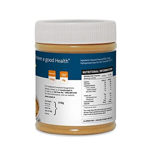 Beanut Beanut Peanut Butter Creamy is a Smart Choice From Real Roasted Pressed Protein, Non GMO, Gluten Free, Vegan And Cholesterol Free Gym, Exercise Daily Energetic-(510g - Pack of 1)