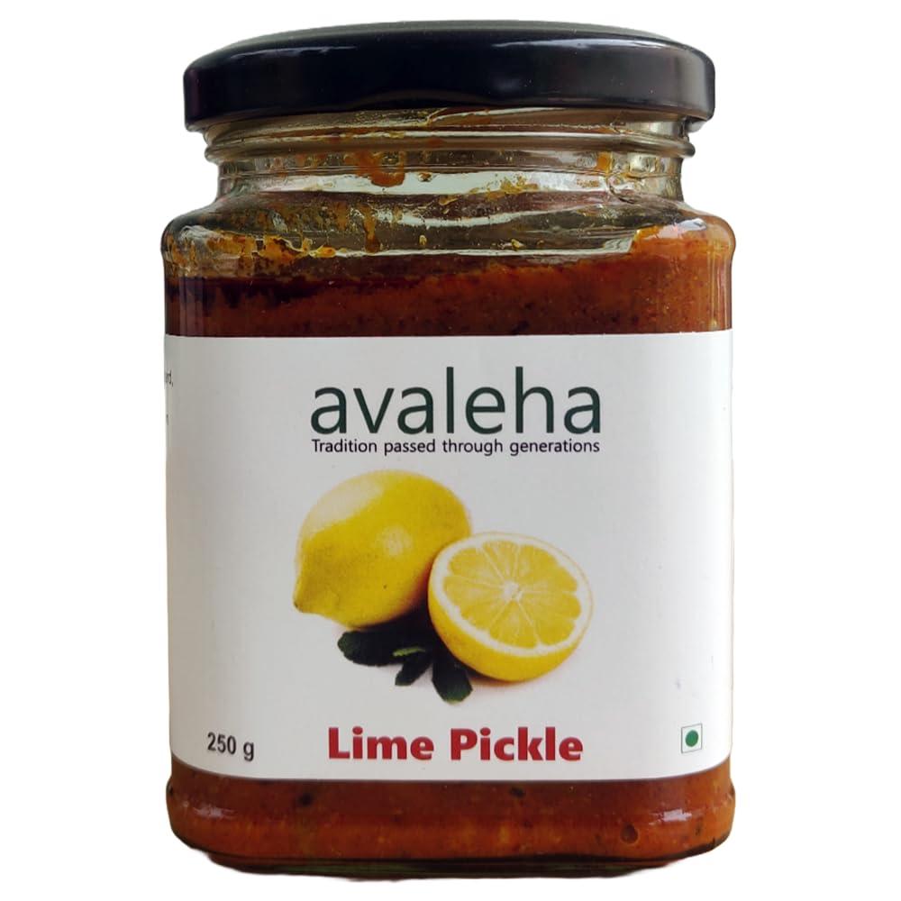 AVADATA ORGANICS - The healthy way of life Avadata Organics Avaleha Lime Pickle -250 gm Authentic Kerala Style Achar |Traditional South Indian Taste | Homemade Nimbu Achar | Tangy and Spicy | No Preservatives and colors