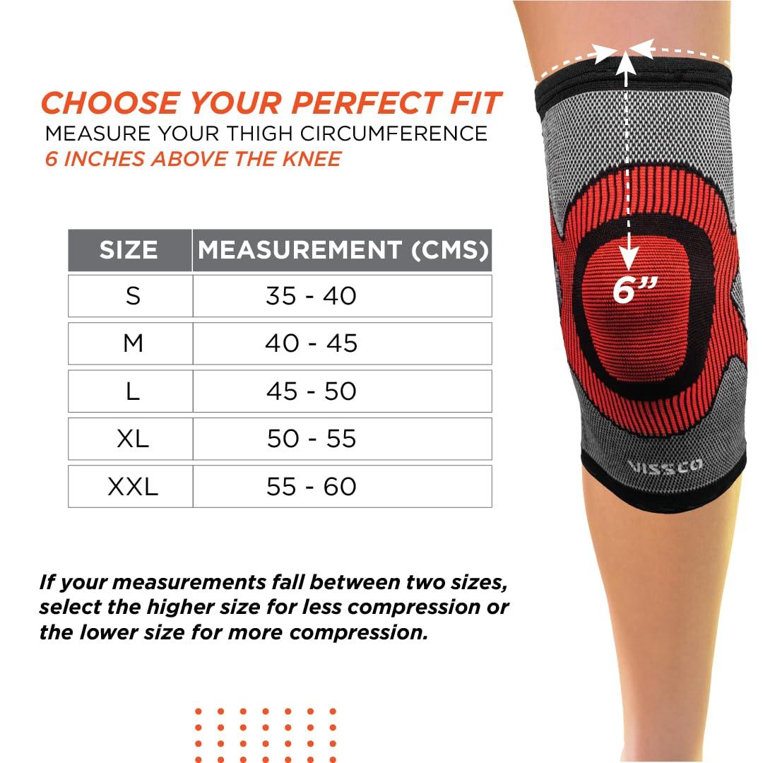 Vissco Vissco 3D Knee Cap (Mild Support), Knee Support for Pain Relief, Knee Injury, Braces for Walking, Running, Gym, Workout, Weightlifting (Single)- Medium (Grey)