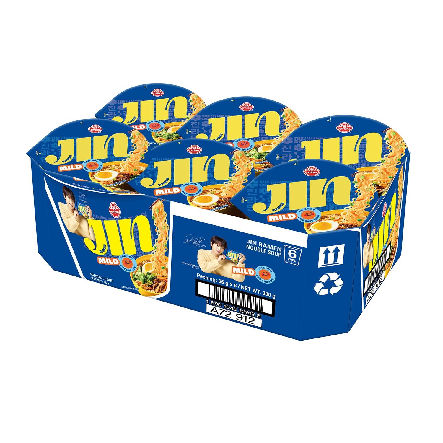 Ottogi Ottogi Jin Ramen Korean Style Instant Noodles Mild Flavor Cup Noodles, (65Gm) Pack Of 6, The Product Of Korea