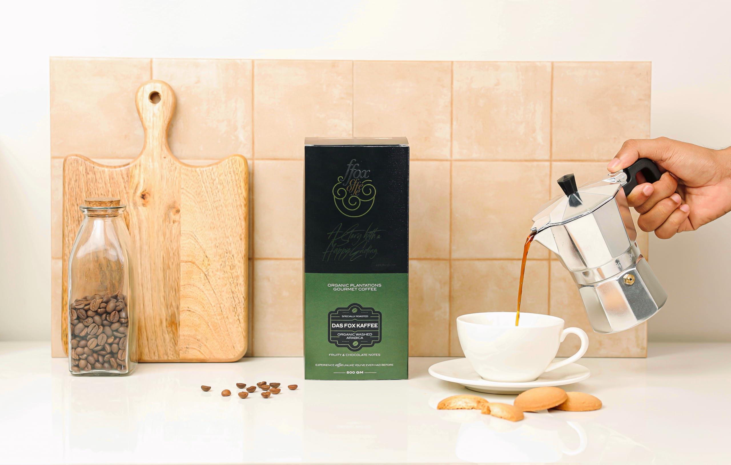 FFOX COFFEE FFOX COFFEE ROASTERS Das Fox Kaffe | Single Orgin 100% Arabica Roasted Coffee Beans | Medium Dark Roast | Araku Valley | 500 gms | Moka Pot Grind (Choose the required grind size based on your brewing method)