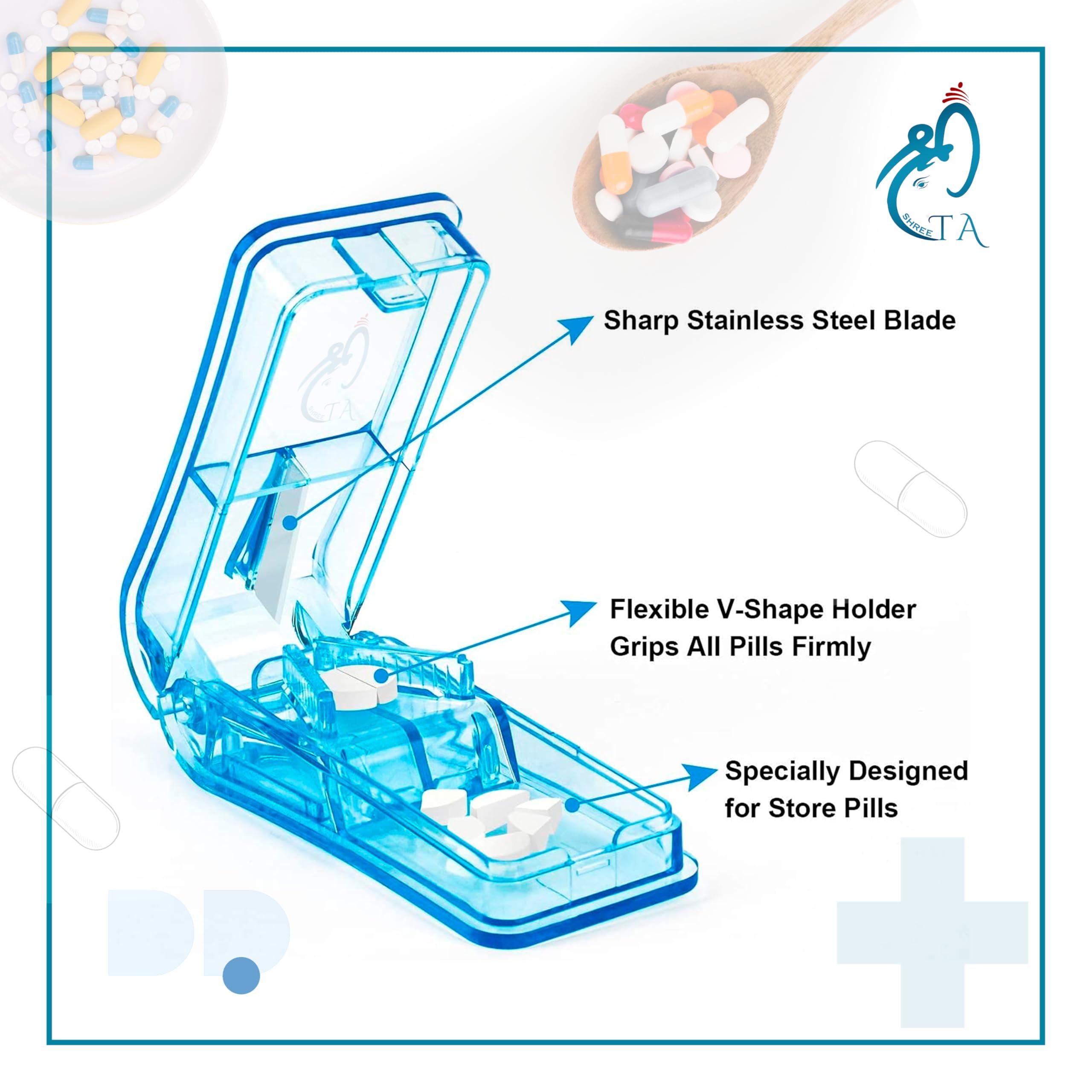 SHREETA SHREETA 2 PCS Pill Cutter and Splitter for Small Pills and Large Pills in Half with Stainless Steel Blade Easy Cut Pills Tablet Vitamin and Big Medicine