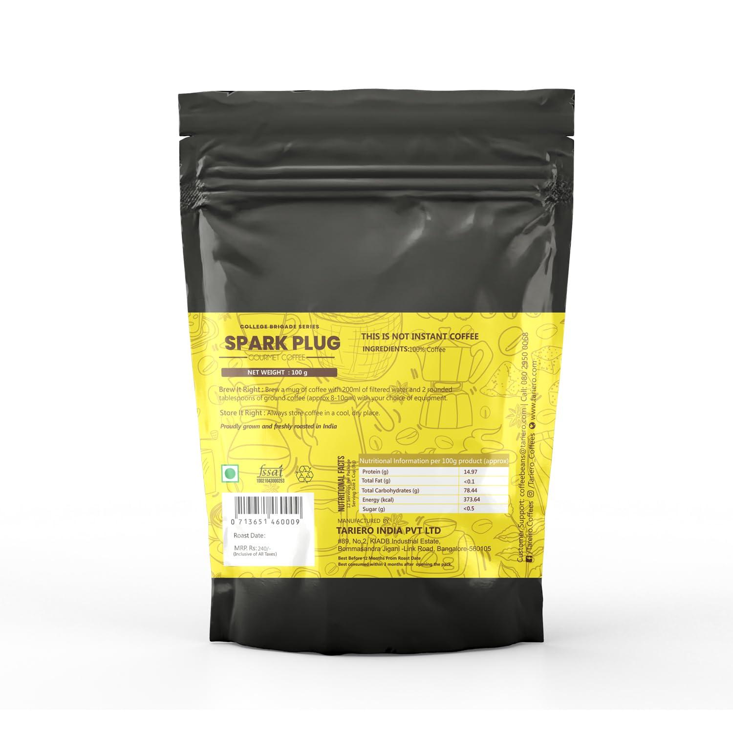 TARIERO Tariero Spark Plug Gourmet Coffee | Fermented Natural Process -Single Origin Robusta | Medium Roast | Whole Bean (Pack of 3 100g)