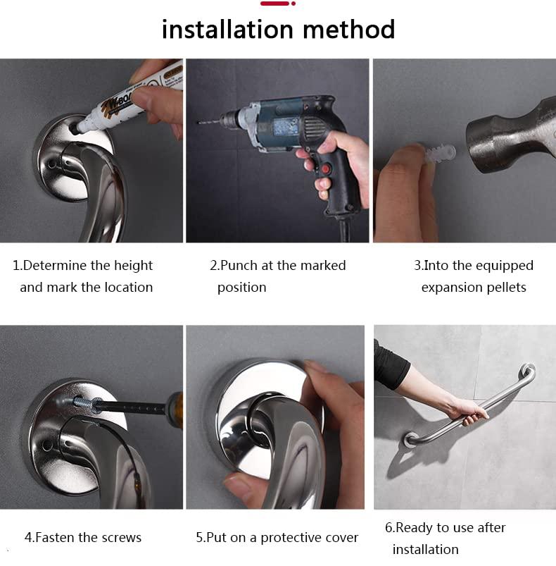 Shoppingekart Toilet Safety Handrails Elderly Disabled Stainless Steel Bathroom Bathtub Handle Support Grab Bar Wall Mounted Towel Rack (2 Pcs | Size 10inch |Finish Matte | Stainless Steel)