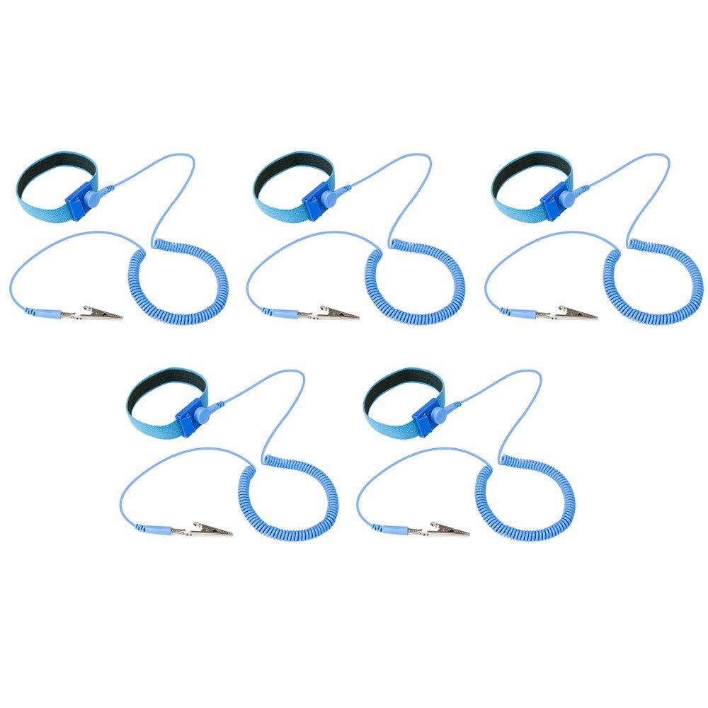 Kingwin Kingwin Anti Static Wrist Strap 5 Pack Blue, Adjustable ESD Wrist Band Fits Your Wrist Comfortably. Grounding Bracelet to Protect Your PC Computer or Electronics from Static Electricity